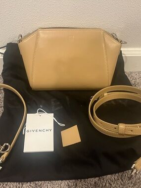 Givenchy Beige Leather Crossbody Bag with Adjustable Strap